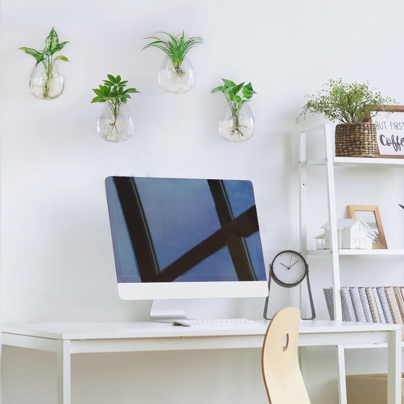 Dahey Propagation Stations Wall Hanging Planters Glass Wall Mounted Vases Oblate Terrarium for Flowers Hydroponics Indoor Plants Home Bathroom Office Decor 4 Pack - Image 5